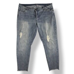 KUT From The Kloth Slim Tapered Straight Leg Distressed Stretch Denim Jeans 16W